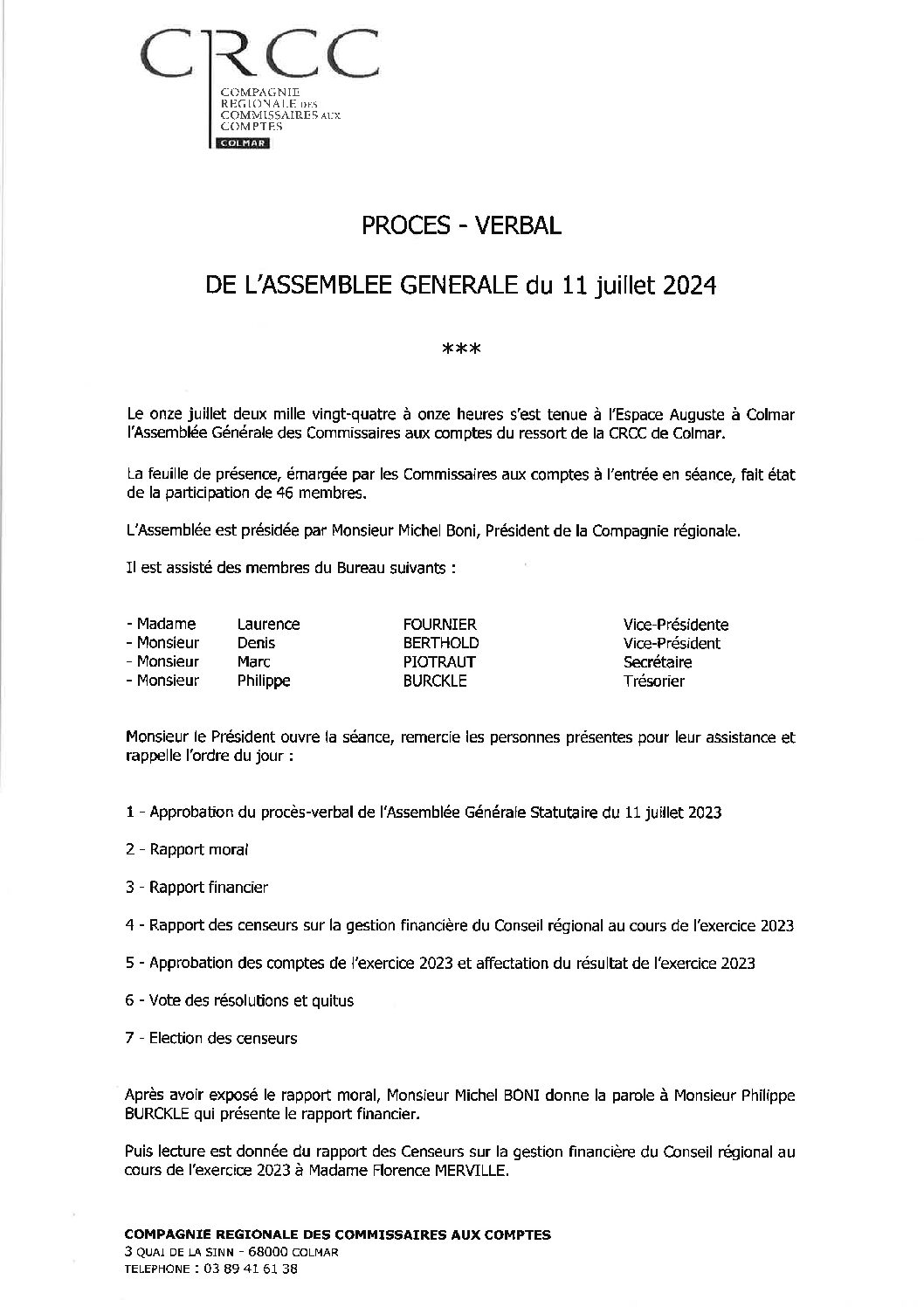 PROCES VERBAL ASSEMBLEE GENERALE  11 07 2024